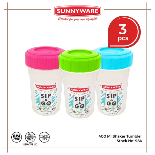 3pcs 400 ml Shaker Tumbler [Sunnyware 984] | Plasticware | Kitchenware | Tumbler | BPA Free