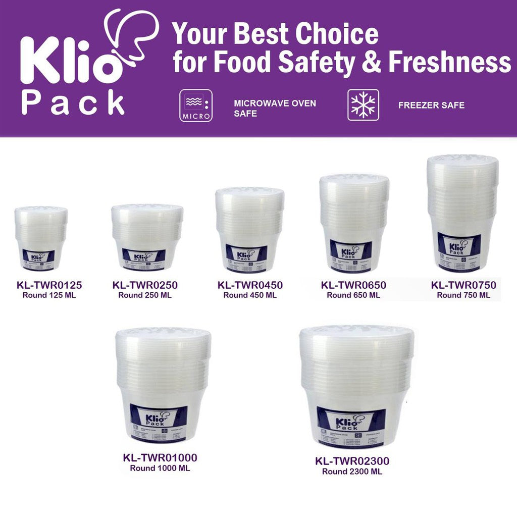 Klio Microwavable Plastic Container Round (Pack of 10pcs)