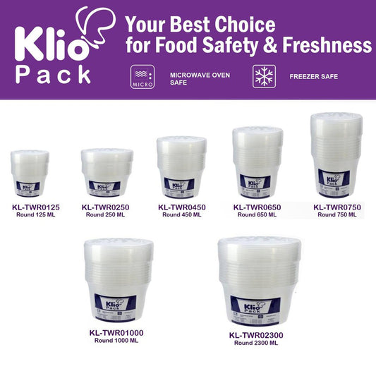 Klio Microwavable Plastic Container Round (Pack of 10pcs)