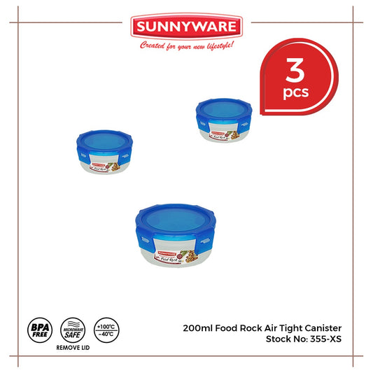 3pcs 200ml Food Rock Air Tight Canister [Sunnyware 355-XS] | Plasticware |Kitchenware | Food Storage