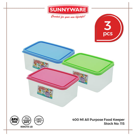 3pcs 400 ml All Purpose Food Keeper [Sunnyware 115] | Plasticware | Food Storage | BPA Free