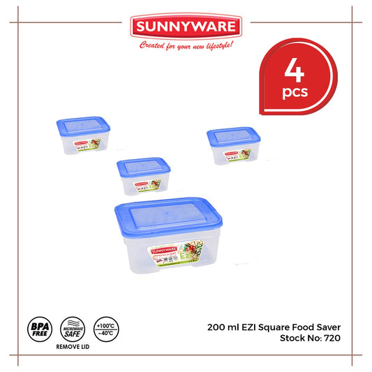 4 pcs Set Sunnyware 720 200 ml EZI Food Saver Keeper Storage Container | House Plastic Ware