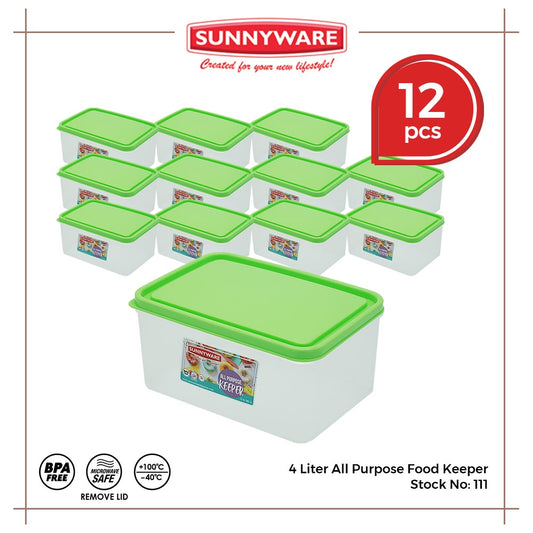 12pcs 4 Liter All Purpose Food Keeper [Sunnyware 111] | Plasticware | Food Storage | BPA Free