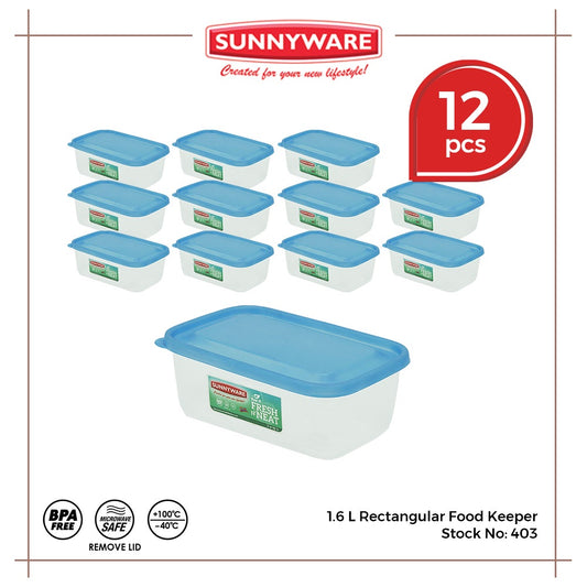 12pcs 1.6 L Rectangular Food Keeper [Sunnyware 403] | Plasticware | Food Storage & Keeper | BPA Free