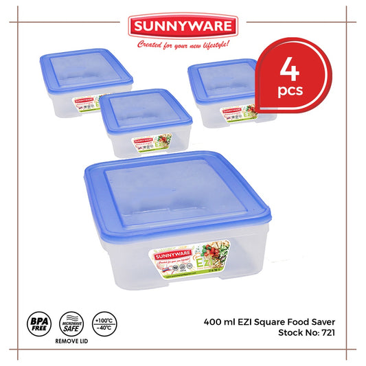 4 pcs Sunnyware 721 400 ml Set EZI Food Saver Keeper Storage Container | House Plastic Ware
