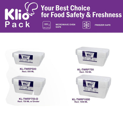 Klio Microwavable Plastic Container Rectangular (Pack of 10pcs)