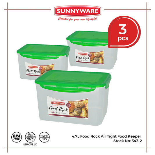 3pcs 4.7 Liter Food Rock Air Tight Food Keeper [Sunnyware 343-2] |Plasticware |Leak Proof | Storage