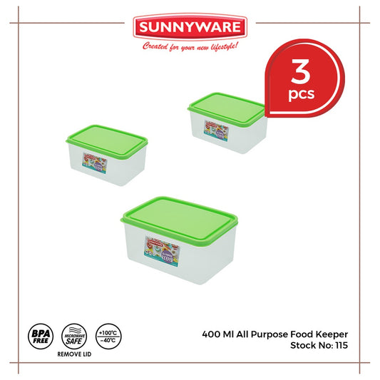 3pcs 400 ml All Purpose Food Keeper [Sunnyware 115] | Plasticware | Food Storage | BPA Free