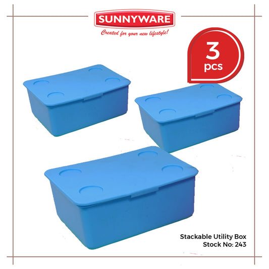 3pcs Stackable Utility Box [Sunnyware 243] |Plasticware |Organizer |Storage |Stackable |Brick Box