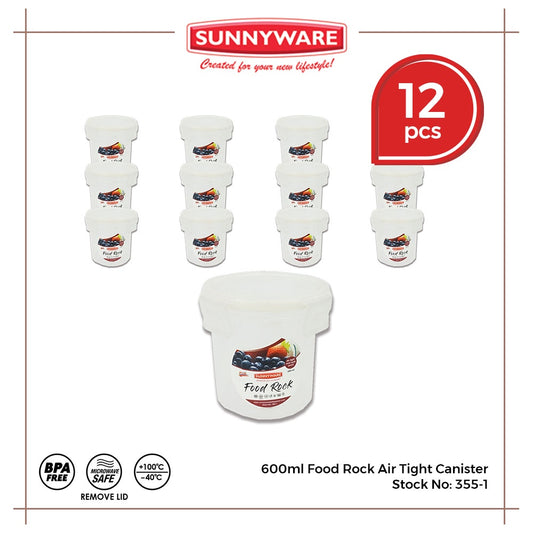 12pcs 600ml Food Rock Air Tight Canister [Sunnyware 355-1] | Plasticware |Kitchenware | Food Storage