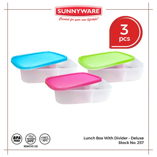 3 pcs Sunnyware 257-A Lunch Box with Divider bento