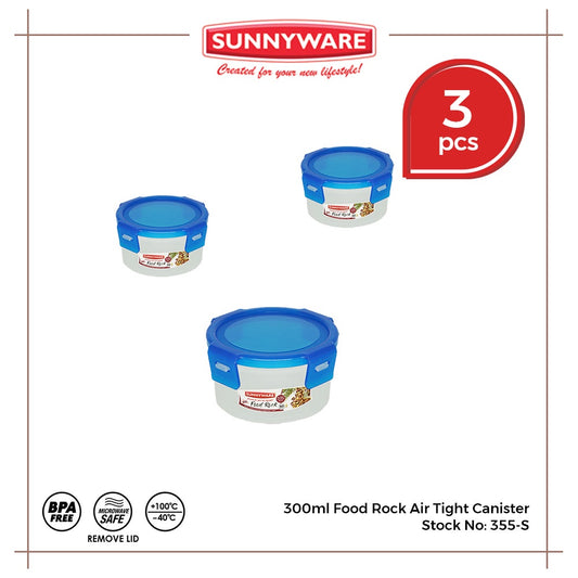 3pcs 300ml Food Rock Air Tight Canister [Sunnyware 355-S] | Plasticware |Kitchenware | Food Storage