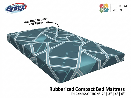 BRITEX Rubberized Compact Bed Mattress with Double Cover and Zipper - 4 INCH