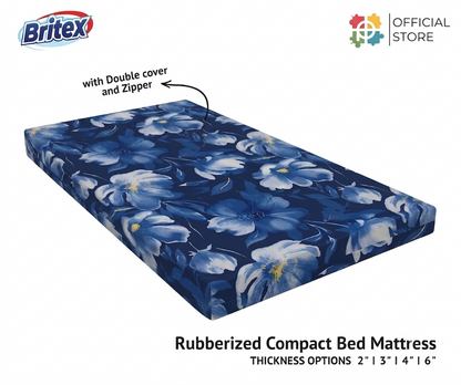Britex Rubberized Compact Bed Mattress with Double Cover and Zipper - 4 INCH
