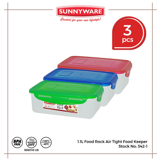 3pcs 1.1 Liter Food Rock Air Tight Food Keeper [Sunnyware 342-1] | Plasticware|Kitchenware | No Leak