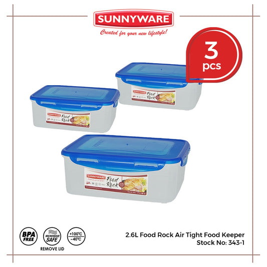 3pcs 2.6 Liter Food Rock Air Tight Food Keeper [Sunnyware 343-1] |Kitchenware | Leak Proof | Storage