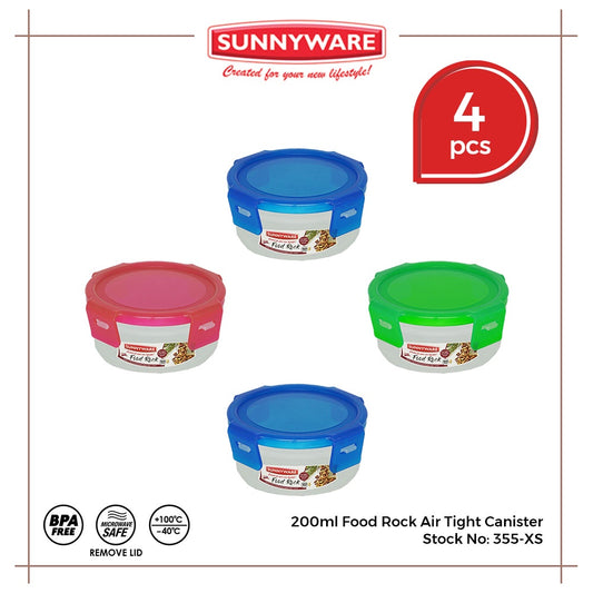 4 pcs | Sunnyware 355-XS 200 ml Food Rock Air Tight Food Keeper Canister
