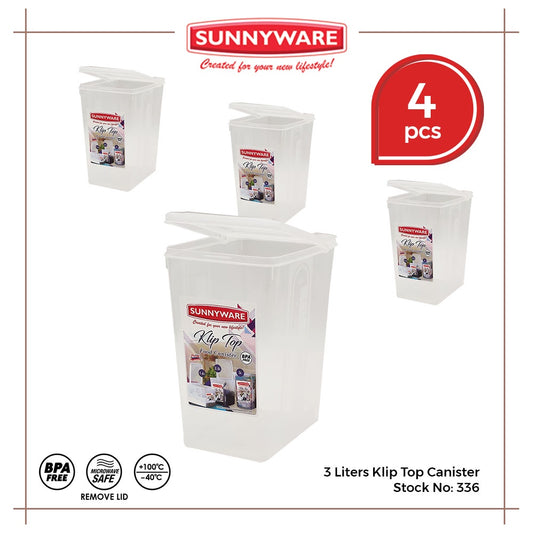 4pcs 3 Liter Klip Top Canister [Sunnyware 336] | Plasticware | Houseware | Storage Container
