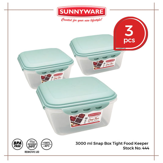 3pcs 3000 ml Snap Box Tight Food Keeper [Sunnyware 444] | Plasticware | Kitchenware | BPA Free