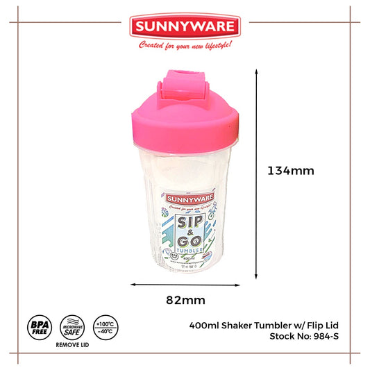 36 pcs Sunnyware 984-S 400 ml Sip n Go Shaker Tumbler w/ Flip