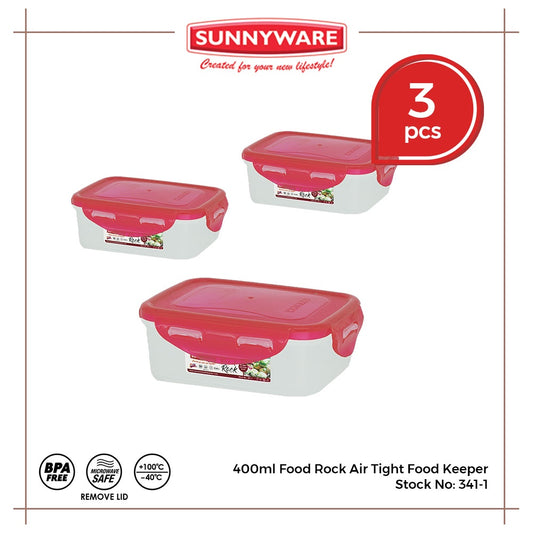 3pcs 400ml Food Rock Air Tight Food Keeper [Sunnyware 341-1] | Plasticware |Kitchenware|Food Storage
