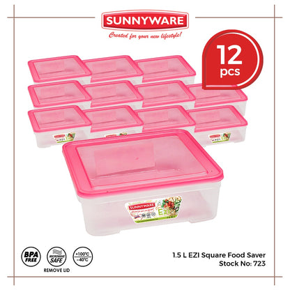 12pcs 1.5 L EZI Food Saver Keeper Storage Container [Sunnyware 723] Microwavable House Plastic Ware
