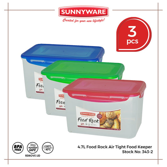 3pcs 4.7 Liter Food Rock Air Tight Food Keeper [Sunnyware 343-2] |Plasticware |Leak Proof | Storage
