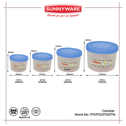 Sunnyware 1713 500 ml Canister w/ spoon - med