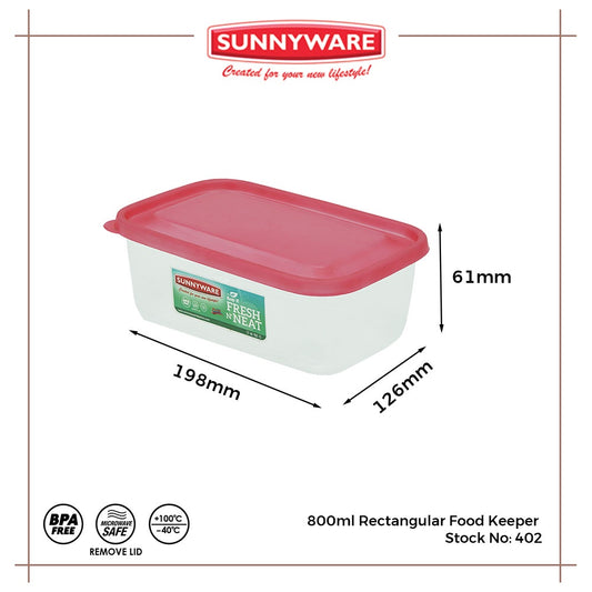 Sunnyware 402 800ml Rectangular Food Keeper