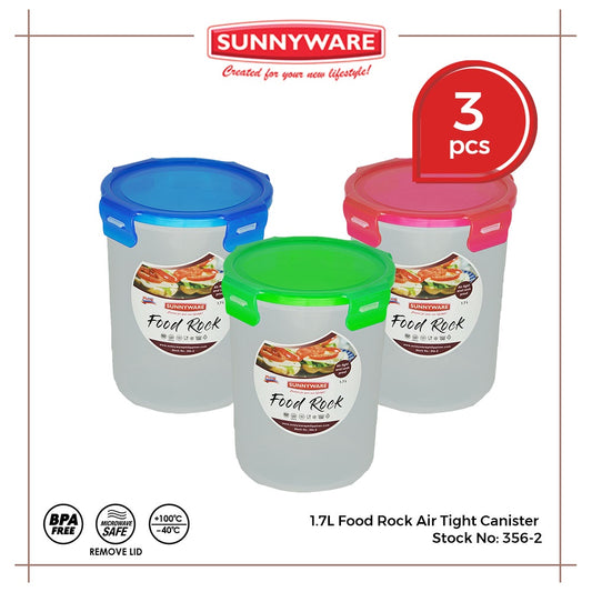 3pcs 1.7L Food Rock Air Tight Canister [Sunnyware 356-2] | Plasticware | Kitchenware | Food Storage