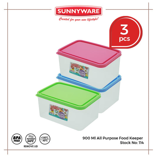 3pcs 900 ml All Purpose Food Keeper [Sunnyware 114] | Plasticware | Food Storage | BPA Free