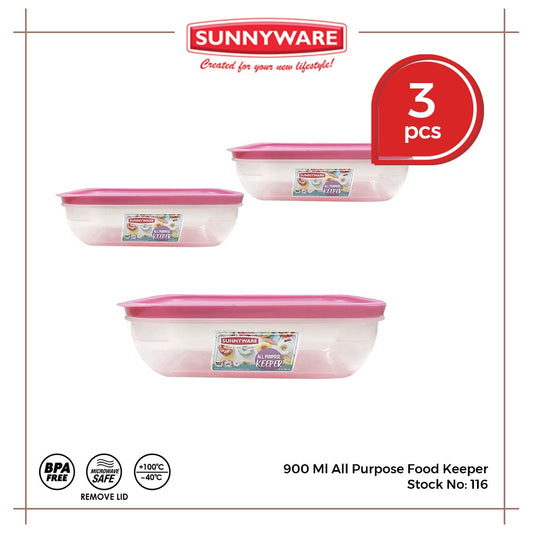 3pcs 900ml All Purpose Food Keeper [Sunnyware 116] | Plasticware | Storage | Kitchenware | BPA Free