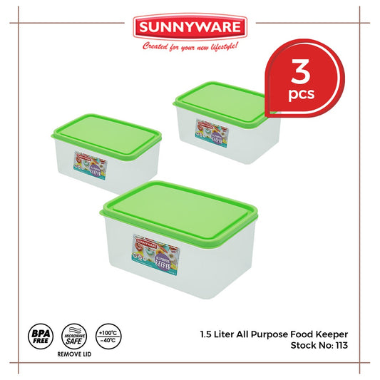 3pcs 1.5 liter All Purpose Food Keeper [Sunnyware 113]| Plasticware | Food Storage | BPA Free