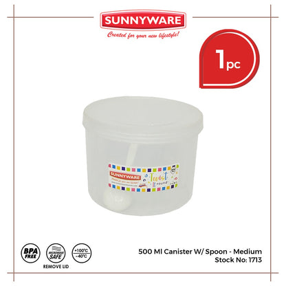 Sunnyware 1713 500 ml Canister w/ spoon - med