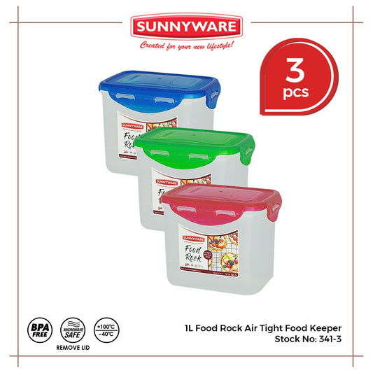 3pcs 1 Liter Food Rock Air Tight Food Keeper [Sunnyware 341-3] | Plasticware|Kitchenware | Leak Free