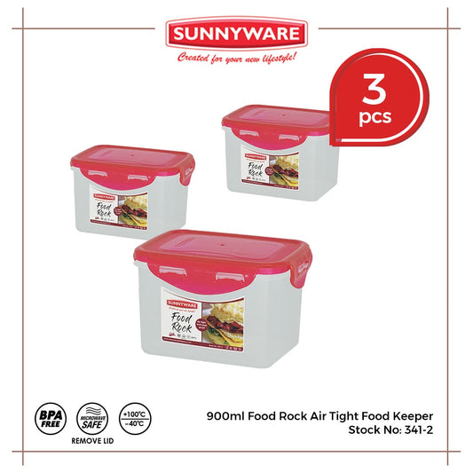 3pcs 900ml Food Rock Air Tight Food Keeper [Sunnyware 341-2] | Plasticware |Kitchenware|Food Storage