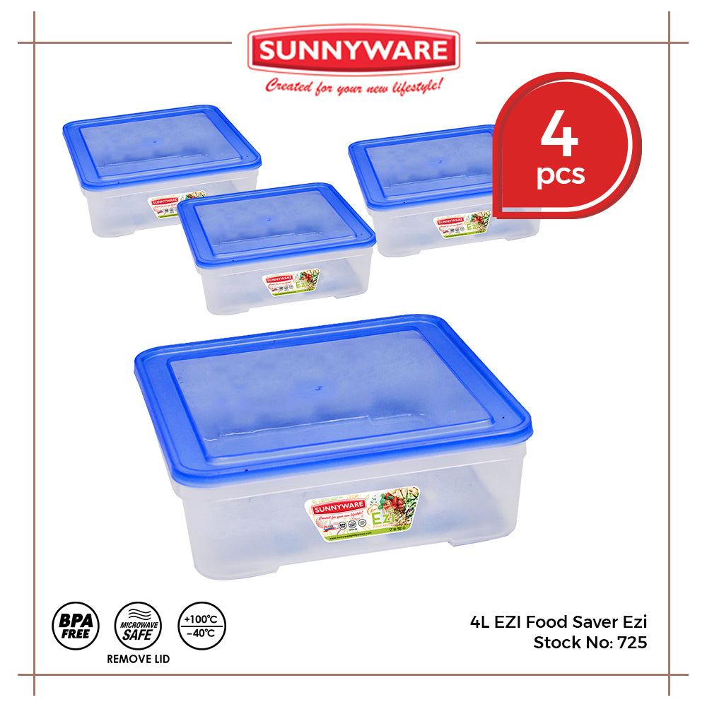 4 pcs Sunnyware 725 4L Set EZI Food Saver keeper storage container