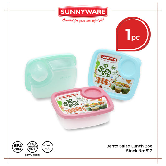 1pc Bento Salad Lunch Box [Sunnyware 517] | Plasticware | Food Storage | Salad Box | Lunch Box