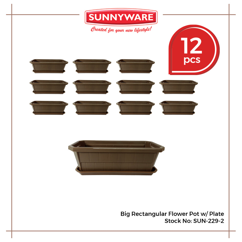 12pcs Big Rectangular Flower Pot with Plate [Sunnyware 229-2] | Plasti ...