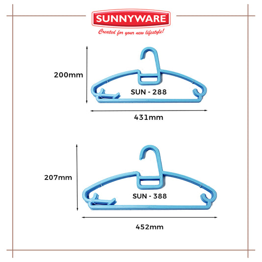 3sets 18 inches Flat Hanger Deluxe (6 Pcs/Set) [Sunnyware 388] | Plasticware | Laundry Tools|Clothes
