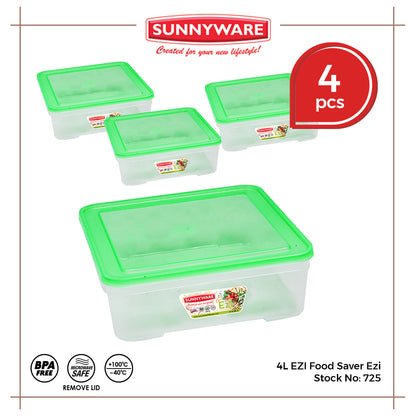 4 pcs Sunnyware 725 4L Set EZI Food Saver keeper storage container