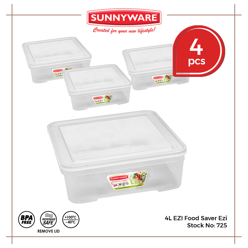 4 pcs Sunnyware 725 4L Set EZI Food Saver keeper storage container