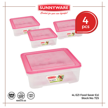 4 pcs Sunnyware 725 4L Set EZI Food Saver keeper storage container