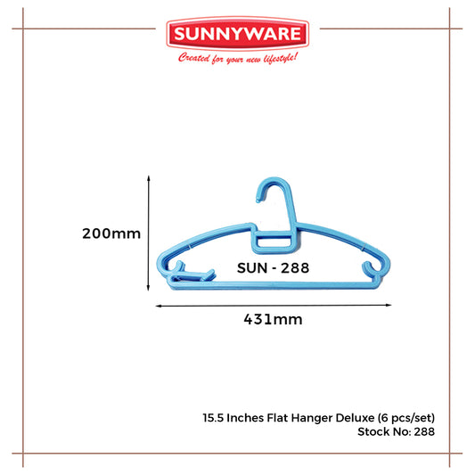 Sunnyware 288-A (6 pcs) 15.5 Inches Flat Hanger Deluxe