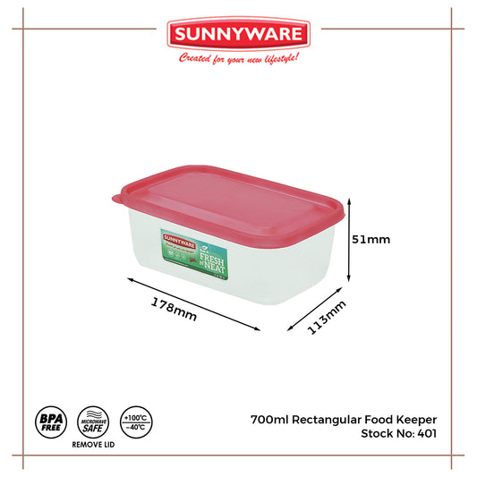 12pcs 700ml Rectangular Food Keeper [Sunnyware 401] | Plasticware | Food Storage and Keep | BPA Free