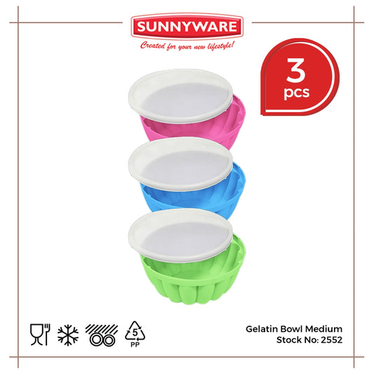 3pcs Sunnyware 2552 Gelatin Bowl Molder Mold Set  - Medium for Gulaman Jelly