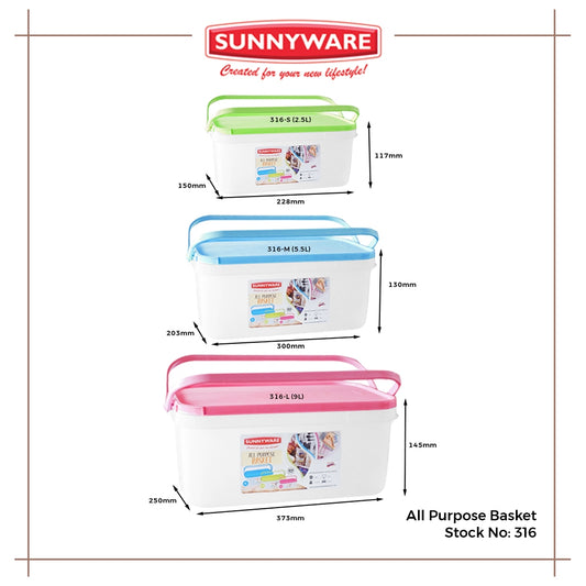 12pcs 9L (2.3 Gal) Large All Purpose Basket [Sunnyware 316-L] | Plasticware | Kitchenware | Basket