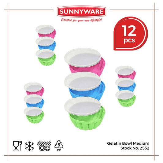 12pcs set Sunnyware 2552 Gelatin Bowl Molder Mold  - Medium for Gulaman Jelly