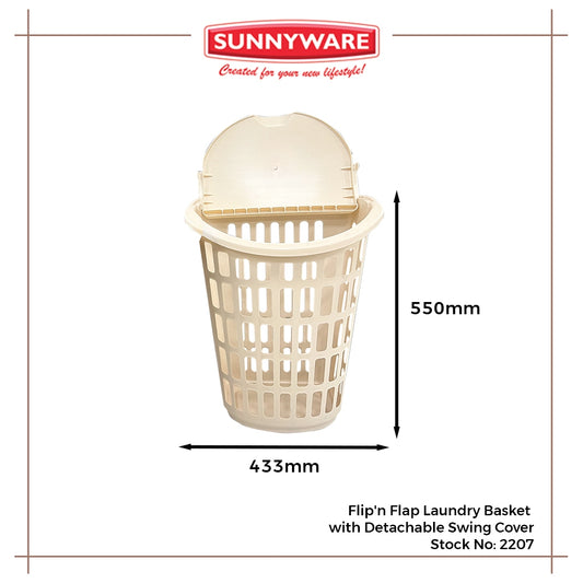 12pcs Flip'n Flap Laundry Basket With Detachable Swing Cover [Sunnyware 2207] | Plasticware| Laundry