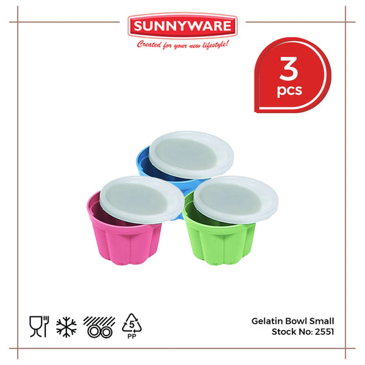 3pcs Gelatin Bowl Small [SUN 2551] | Plasticware | Kitchenware | Gelatin Mold | with Lid